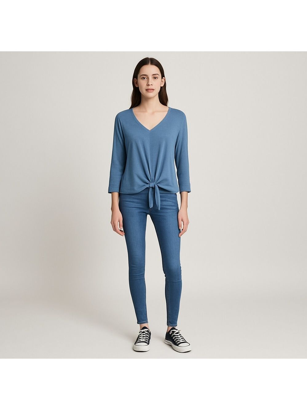 Eddie Bauer Blue Three Quarter Sleeve Top Women's Small Petite - Picture 1 of 8